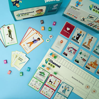 Channel Won Game | News Reporters | Casual Board Game | Semi-Coop | Ages 14+ | for 2-6 Players | 30-60 Min Playtime | Made by Pops & Bejou Games
