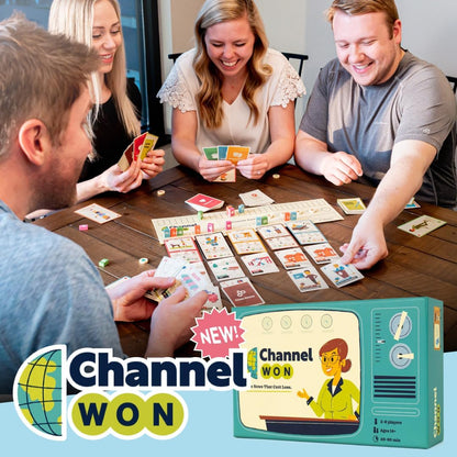 Channel Won Game | News Reporters | Casual Board Game | Semi-Coop | Ages 14+ | for 2-6 Players | 30-60 Min Playtime | Made by Pops & Bejou Games
