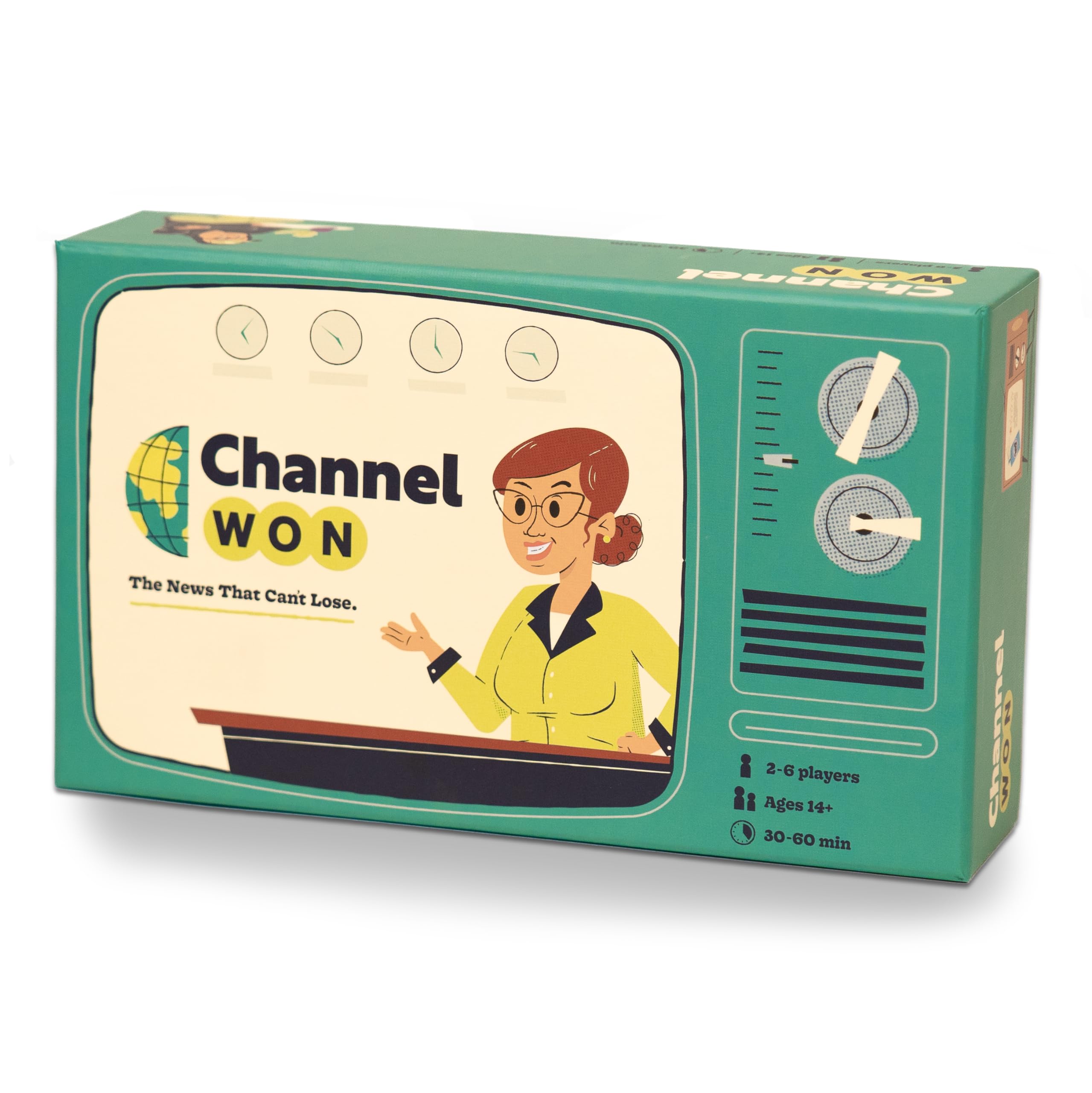 Channel Won Game | News Reporters | Casual Board Game | Semi-Coop | Ages 14+ | for 2-6 Players | 30-60 Min Playtime | Made by Pops & Bejou Games