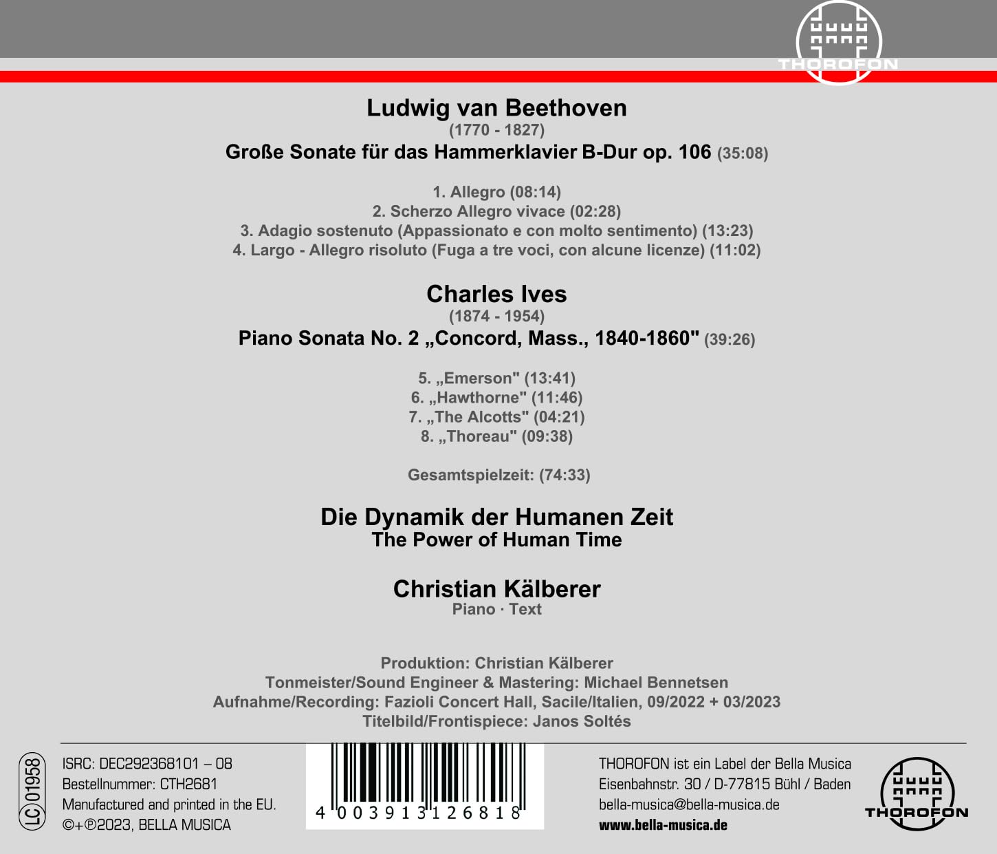 Beethoven: Hammerklaviersonate; Ives: Concorde Sonata