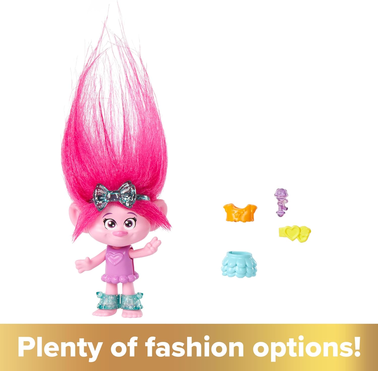 DreamWorks Trolls Band Together Hair Pops Poppy Small Doll with Removable Clothes & 3 Surprise Accessories, HNF10