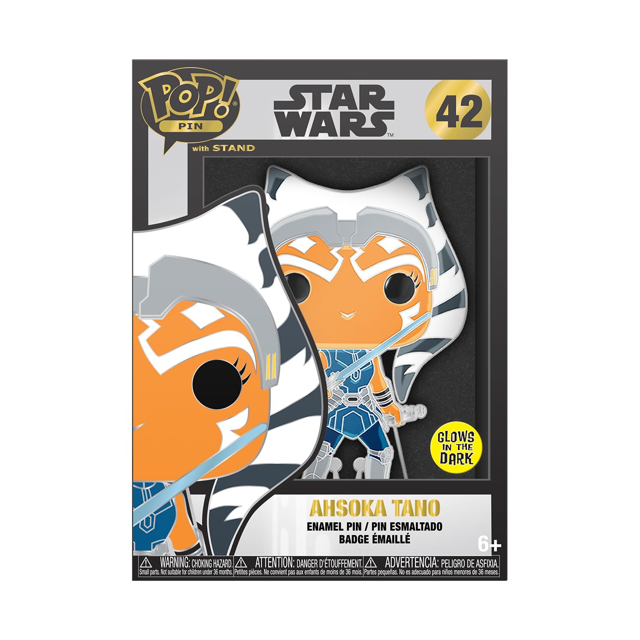 Loungefly Large Enamel Pin STAR WARS: CLONE WARS - Ahsoka Tano - AHSOKA - Star Wars Enamel Pins - Cute Collectable Novelty Brooch - for Backpacks & Bags - Gift Idea - Official Merchandise