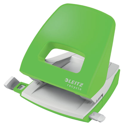 Leitz NeXXt Recycle Locher, 30 Blatt, A4, für Büro & Schule, Führungsschiene mit Formatmarkierungen, 100 % recyclebar, umweltfreundlich, Recycle-Sortiment, Grün, 50030055