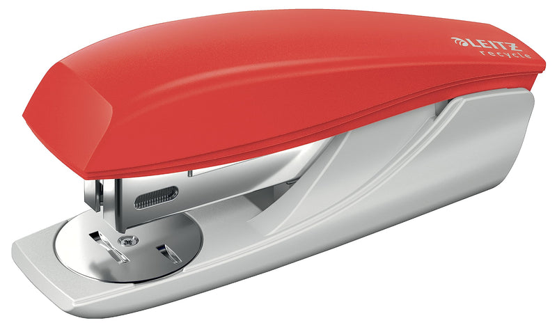 Leitz NeXXt Recycle Small Stapler, 25 Sheets, with Mini Staple Remover, Includes 200 Staples, Steel & Recycled Plastic, 100% Recyclable, CO2 Compensated, Eco Friendly, Recycle Range, Red, 56060025