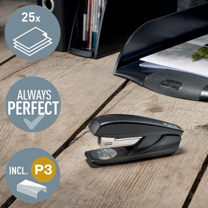 Leitz NeXXt Recycle Small Stapler, 25 Sheets, with Mini Staple Remover, Includes 200 Staples, Steel & Recycled Plastic, 100% Recyclable, CO2 Compensated, Eco Friendly, Recycle Range, Red, 56060025