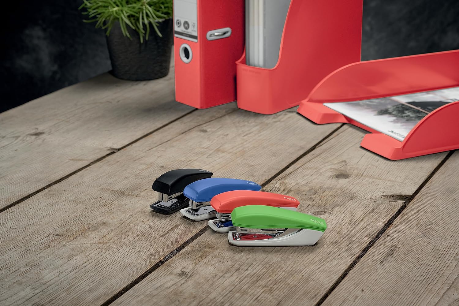 Leitz NeXXt Recycle Mini Stapler, 10 Sheets, Compact & Pocket Sized, with Staple Remover, Steel & Recycled Plastic, 100% Recyclable, CO2 Compensated, Eco Friendly, Recycle Range, Blue, 56170035