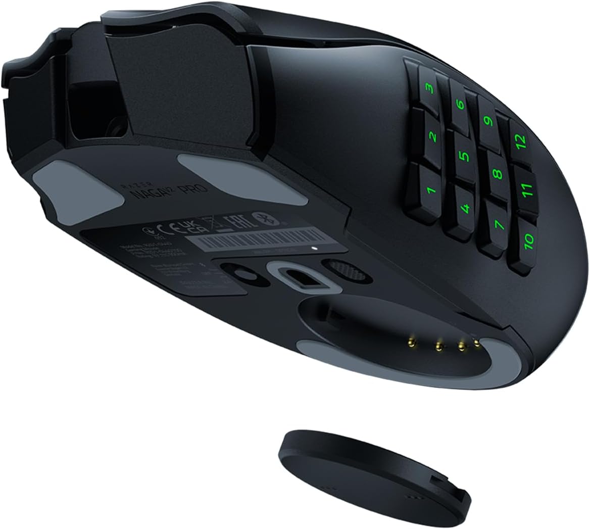 Razer Naga V2 Pro - MMO Wireless Gaming Mouse with HyperScroll Pro Wheel (3 Swappable Side Plates, HyperSpeed Wireless, Focus Pro 30K Optical Sensor, Optical Mouse Switches Gen-3, Bluetooth) Black