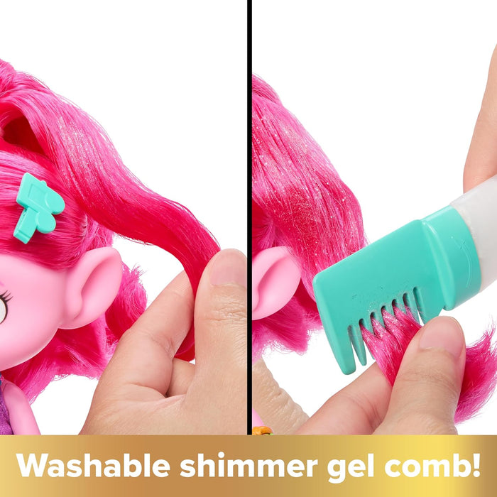 Mattel Trolls 3 Todos Juntos Hair-tastic Reina Poppy Muñeca con peine, purpurina y accesorios para el pelo, juguete +3 años (HNF25