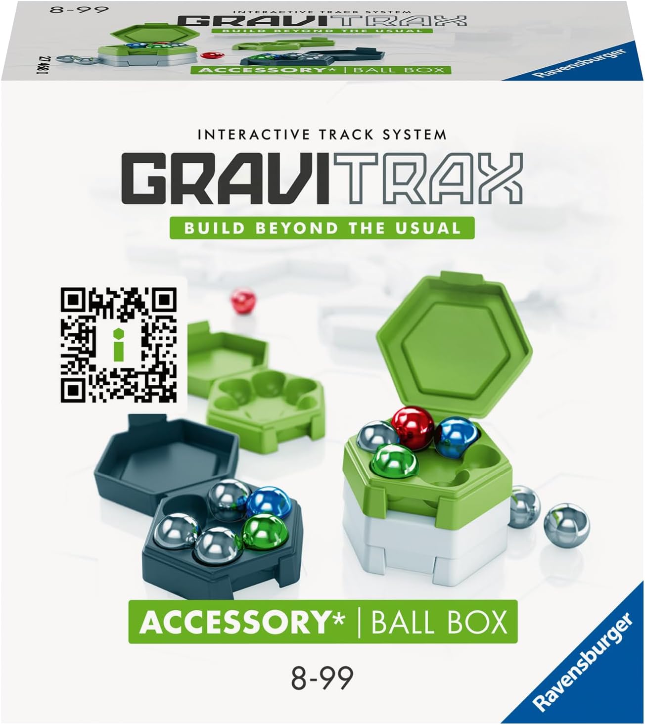 Ravensburger GraviTrax Accessory Ball Box - Ideales Zubehör für spektakuläre Kugelbahnen, Konstruktionsspielzeug für Kinder ab 8 Jahren