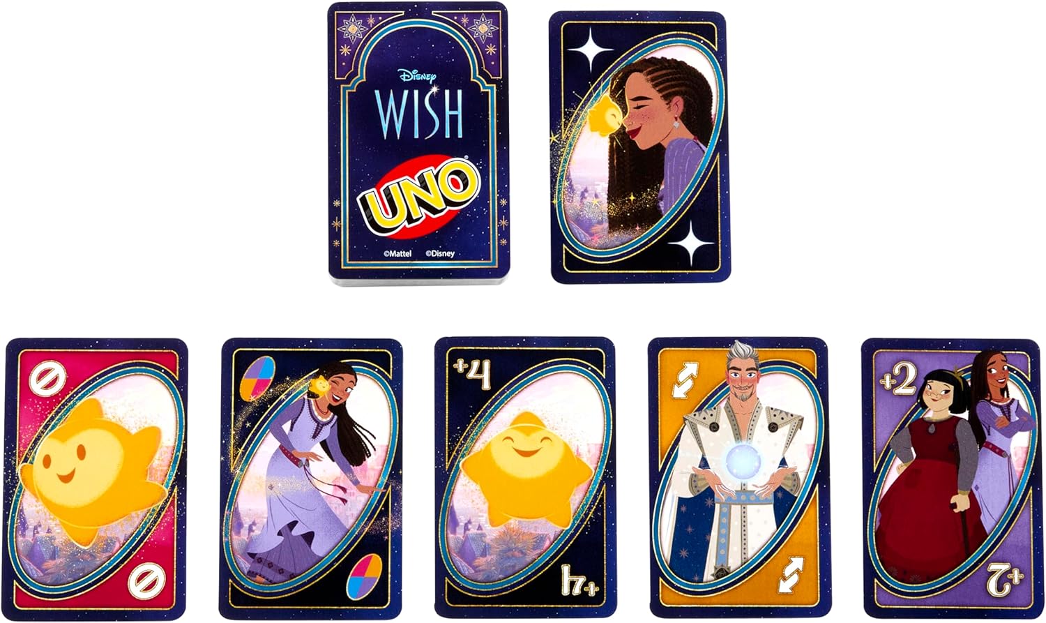 Mattel UNO Disney Wish Card Game for Kids, Adults & Family with Deck & Rule Inspired by the Movie