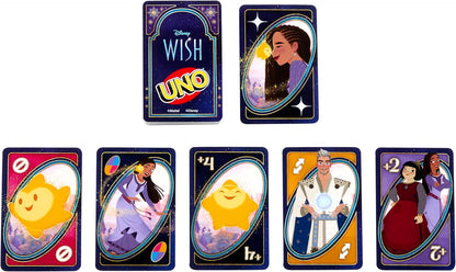 Mattel UNO Disney Wish Card Game for Kids, Adults & Family with Deck & Rule Inspired by the Movie