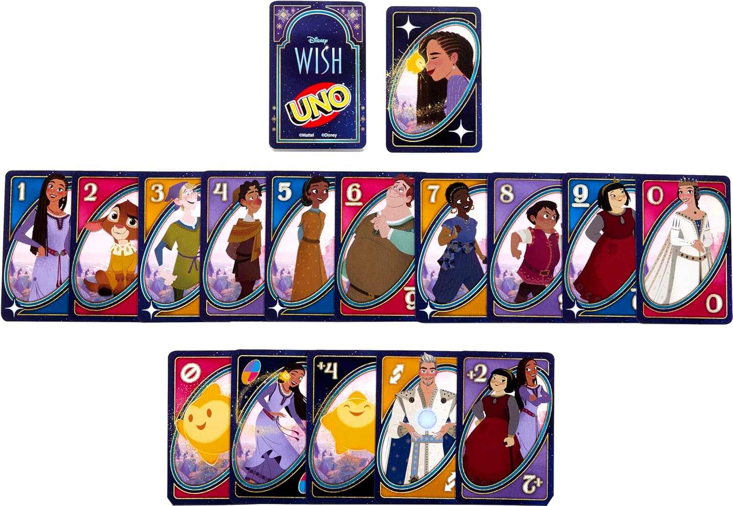 Mattel UNO Disney Wish Card Game for Kids, Adults & Family with Deck & Rule Inspired by the Movie