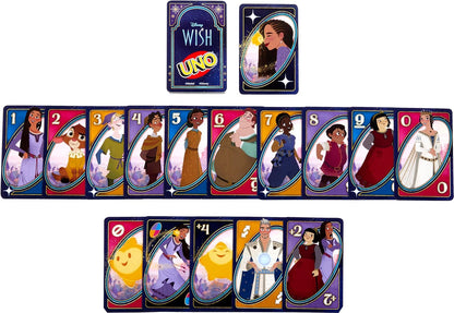 Mattel UNO Disney Wish Card Game for Kids, Adults & Family with Deck & Rule Inspired by the Movie