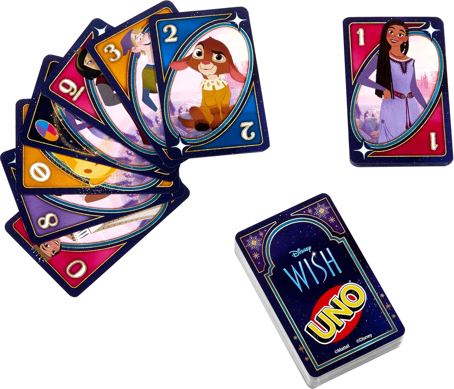 Mattel UNO Disney Wish Card Game for Kids, Adults & Family with Deck & Rule Inspired by the Movie