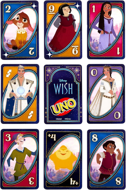 Mattel UNO Disney Wish Card Game for Kids, Adults & Family with Deck & Rule Inspired by the Movie