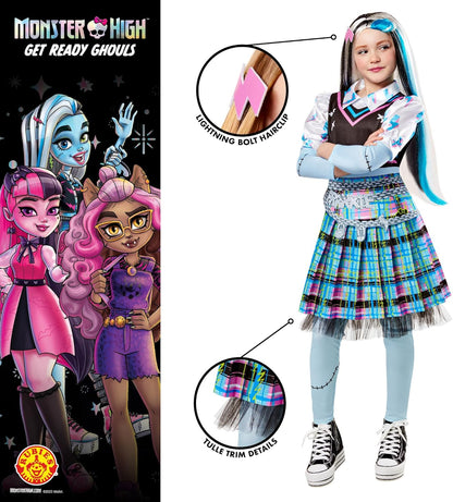 Rubies Official Monster High Frankie Stein Deluxe Girls Costume, Kids Fancy Dress
