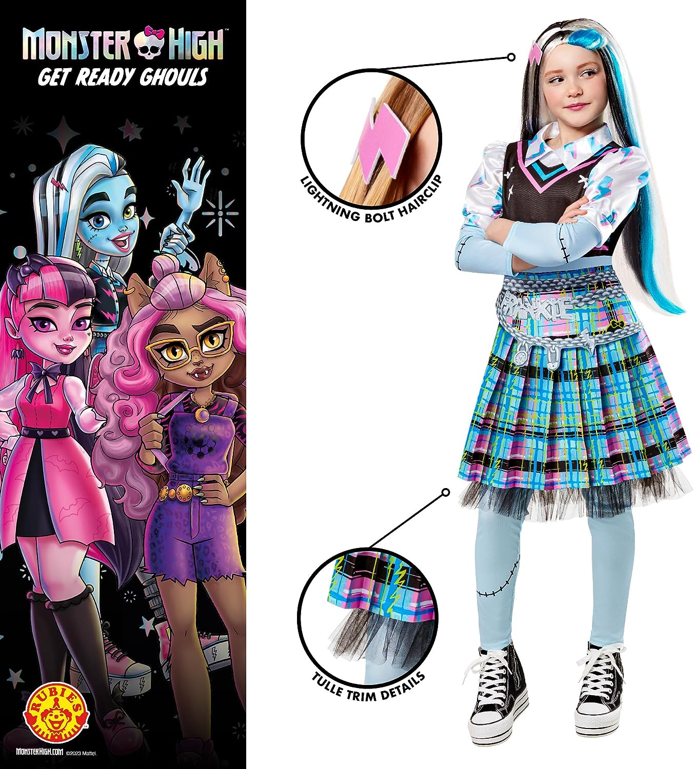Rubie's Official Monster High Frankie Stein Deluxe Girls Costume, Kids Fancy Dress