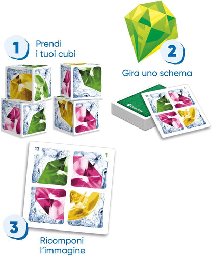 Clementoni Freeze 1-Gioco da Tavolo Brain Teaser, Cubi Rompicapo, Osservazione e Logica, 1-4 Giocatori-Made in Italy, Colore Italiano, 16780