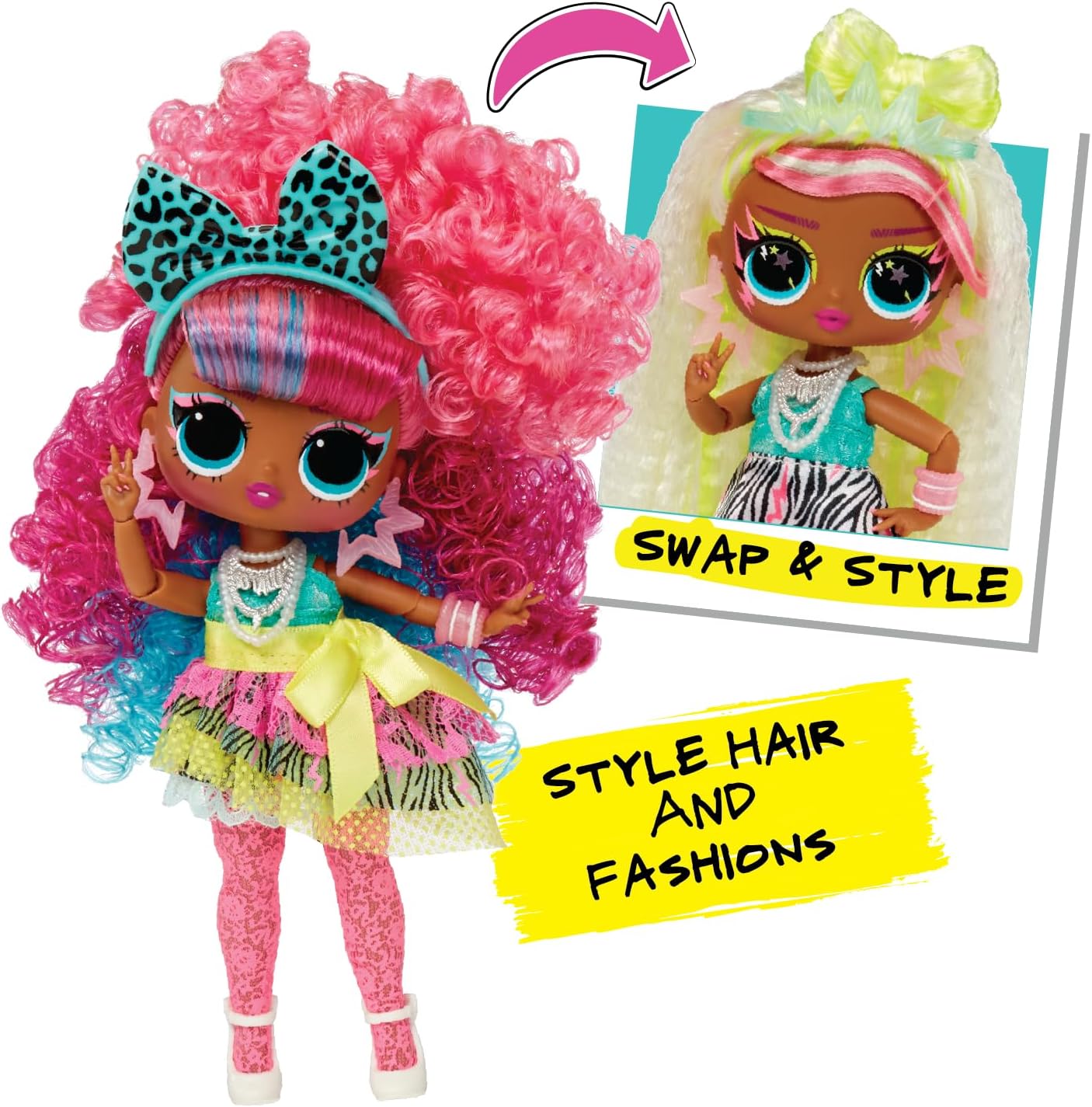L.O.L. Surprise! Tweens Surprise Swap Series - Curls-2-Crimps Cora - Muñeca de moda con más de 20 sorpresas que incluyen cabeza para peinar, prendas de moda y accesorios - Para 4+ años