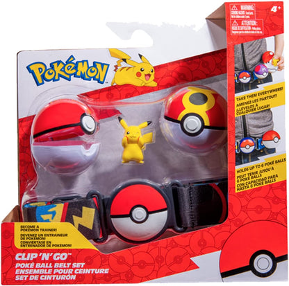 BANDAI - Pokémon - Clip 'N' Go Belt - 1 Belt, 1 Poké Ball, 1 Repeat Ball and 1 5 cm Figure Pikachu - Accessory for Dressing Up as a Pokémon Trainer - JW2720