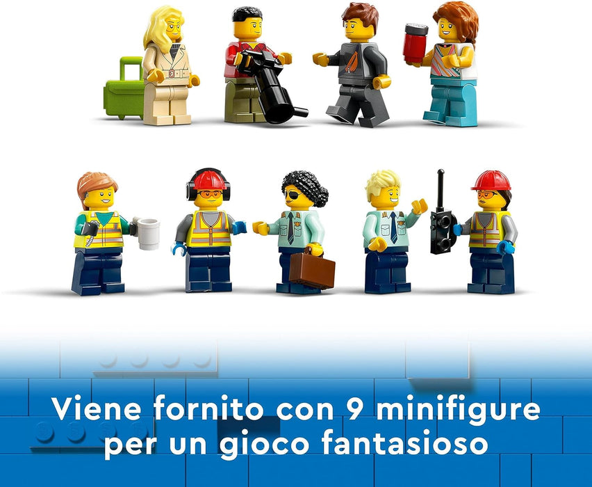 LEGO 60367 City Passenger Aeroplane Toy Building Set, Large Plane Model with Airport Ground Crew Vehicles: Apron Bus, Pushback Tug, Catering Loader, Baggage Truck plus 9 Minifigures