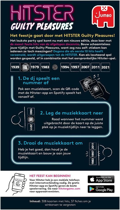Jumbo - Hitster - Guilty Pleasures - Party game - Muziekspel - Actiespel - Kaartspel - Vanaf 16 jaar