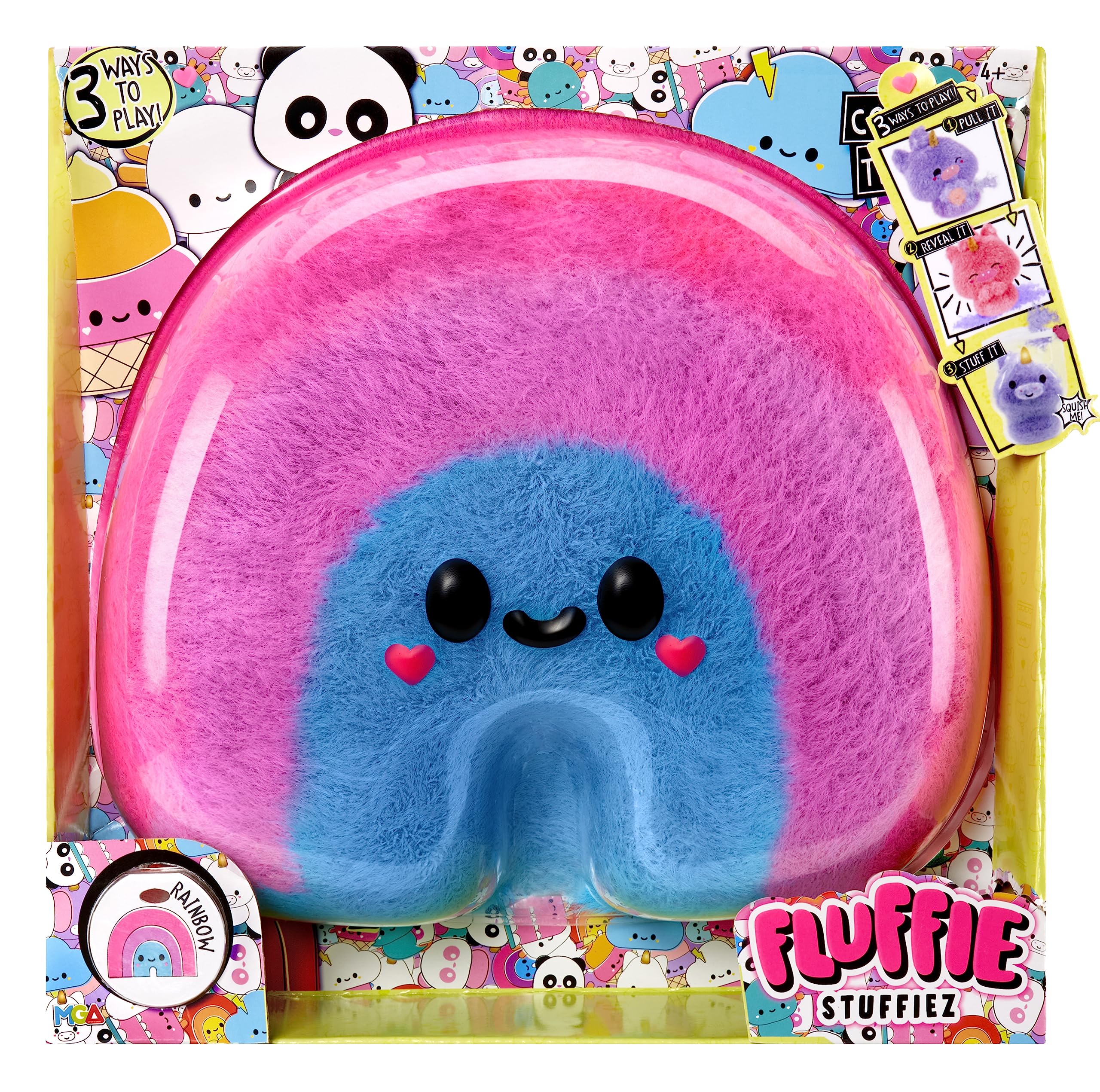 Fluffie Stuffiez Large Collectible Plush - RAINBOW - Suprise Reveal Unboxing with ASMR Fidget DIY Fur Pulling, Ultrasoft Fluff - Great for Kids Ages 4+