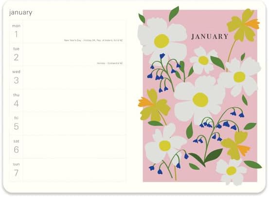 Portico Designs 2024 Caroline Gardner Meadow A5 Flexi Diary Week to View