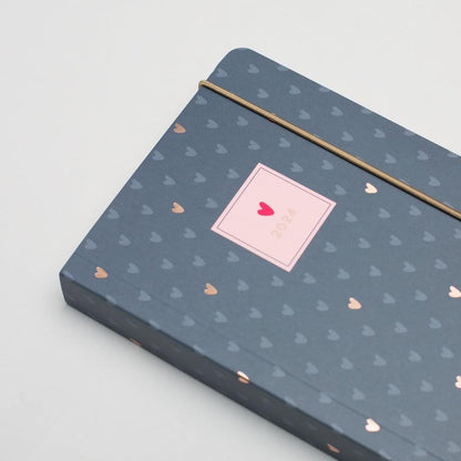 Matilda Moo 2024 Diary - A6 - Day a Page Layout - Elastic Closure - 80gsm Paper - Rose Gold Detail (Grey 2024)
