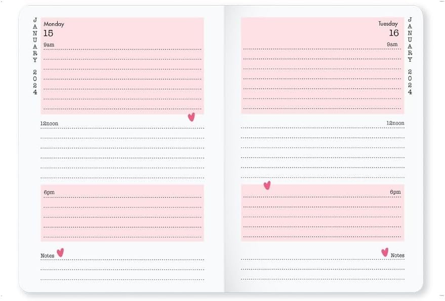Matilda Moo 2024 Diary - A6 - Day a Page Layout - Elastic Closure - 80gsm Paper - Rose Gold Detail (Grey 2024)
