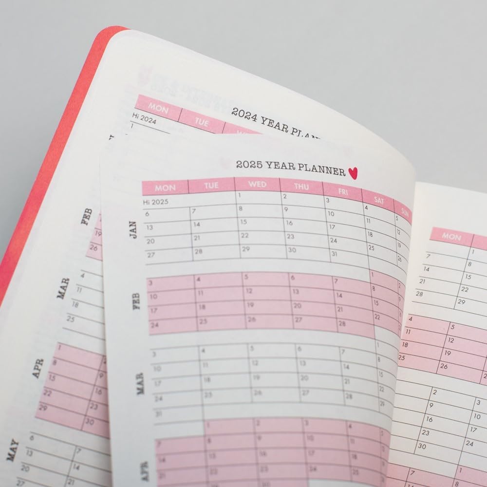 Matilda Moo 2024 Diary - A6 - Day a Page Layout - Elastic Closure - 80gsm Paper - Rose Gold Detail - Pink Pink 2024