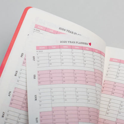 Matilda Moo 2024 Diary - A6 - Day a Page Layout - Elastic Closure - 80gsm Paper - Rose Gold Detail - Pink Pink 2024
