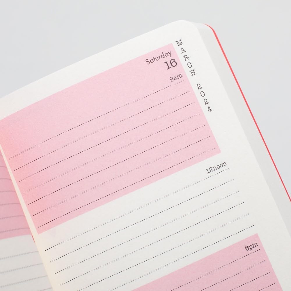 Matilda Moo 2024 Diary - A6 - Day a Page Layout - Elastic Closure - 80gsm Paper - Rose Gold Detail - Pink Pink 2024