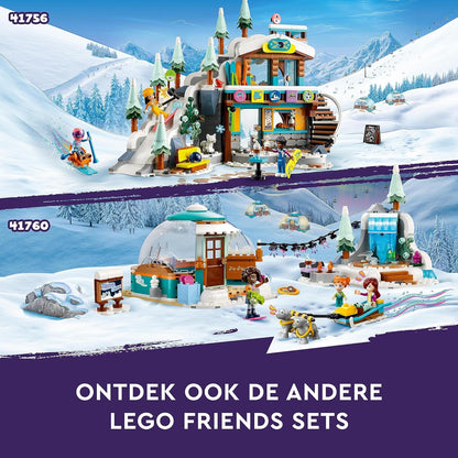 LEGO Friends Holiday Ski Slope and Café Winter Sport Christmas Set with Liann, Aron and Zac Mini-dolls and Fox Animal Figure, Toy for Girls, Boys & Kids, Creative Gift Idea 41756