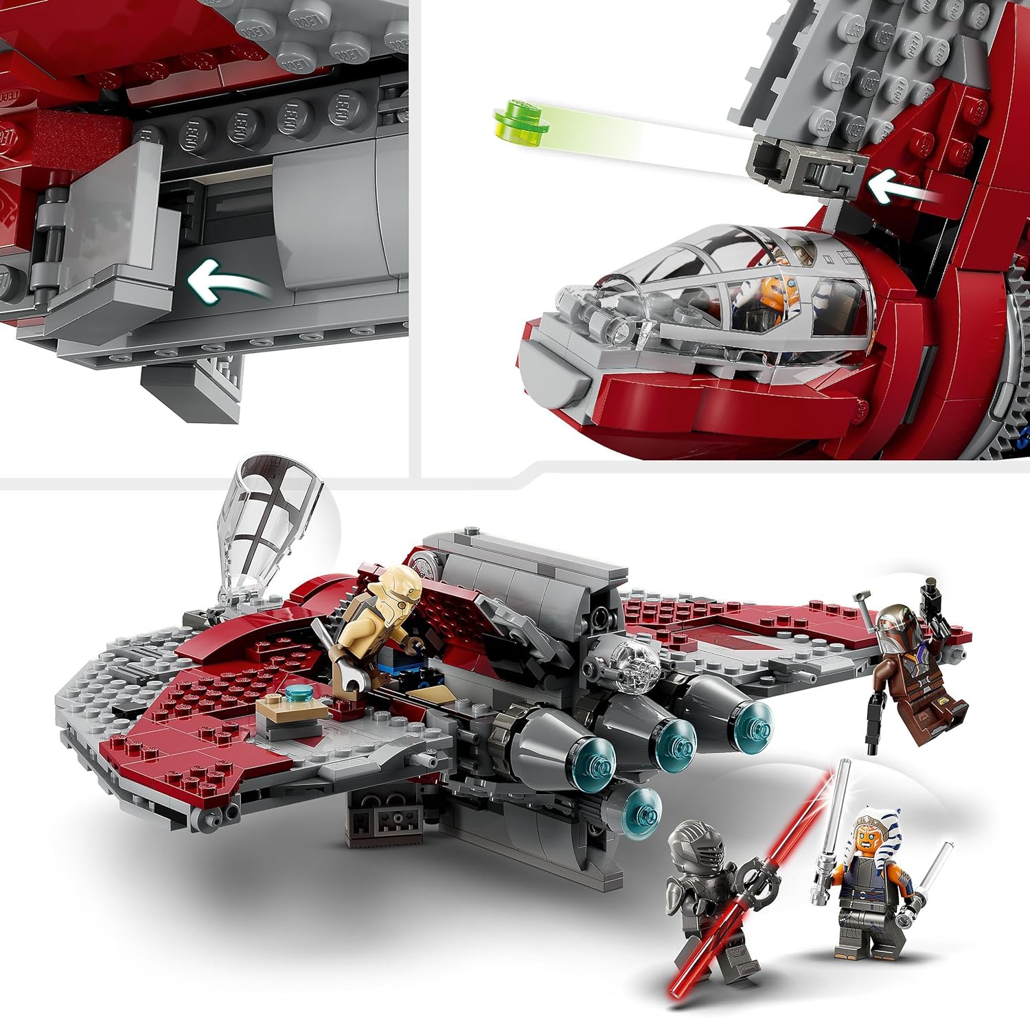 LEGO 75362 Star Wars Ahsoka Tano's T-6 Jedi Shuttle Set, Buildable Toy Starship with 4 Minifigures & 75325 Star Wars The Mandalorian's N-1 Starfighter Building Toy, The Book of Boba Fett