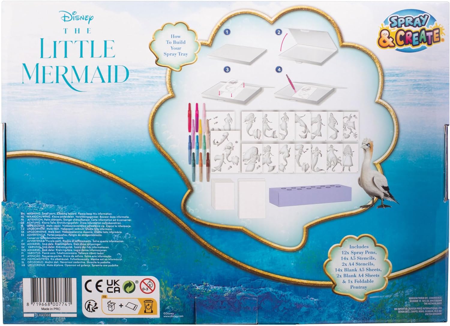 Disney - The Little Mermaid - Spray Pen Set - Colouring Pens for Children - Colouring Set with Colouring Pencils and Colouring Pages