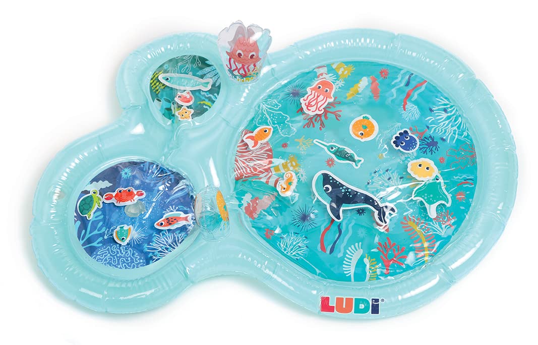 Ludi - Marine Water Mat - Large Sensory Activity Mat to Awaken the Baby - Develop Motor Skills - 16 Sea Animals - From 10 Months