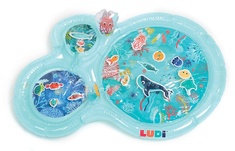 Ludi - Marine Water Mat - Large Sensory Activity Mat to Awaken the Baby - Develop Motor Skills - 16 Sea Animals - From 10 Months