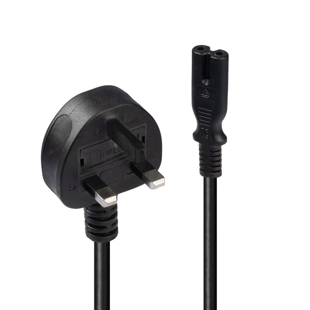 LINDY 3 m UK 3 Pin Plug To IEC C7 Mains Power Cable - Black