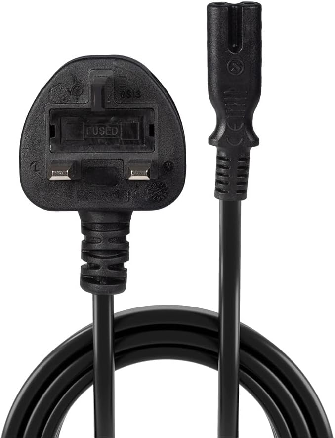 LINDY 3 m UK 3 Pin Plug To IEC C7 Mains Power Cable - Black