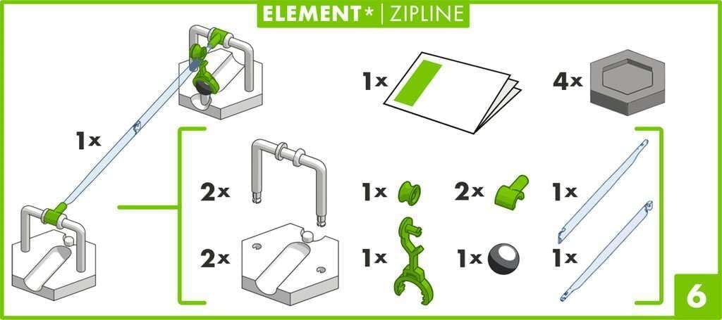 Ravensburger GraviTrax Element Zipline 27472 - Erweiterung für Deine Kugelbahn - Murmelbahn und Konstruktionsspielzeug ab 8 Jahre