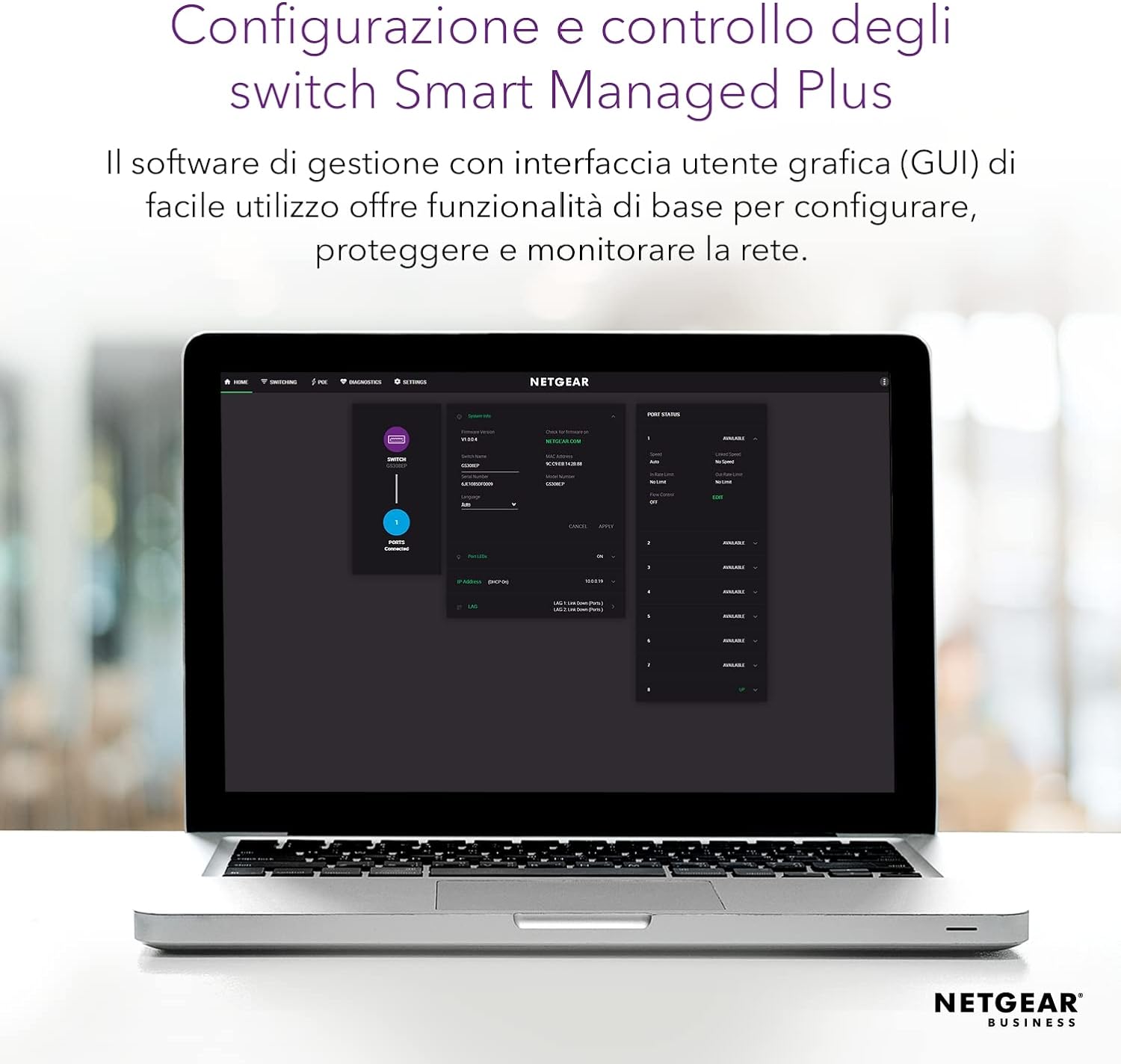 NETGEAR - SWITCH 8-PORT 1G POE+ SWITCH 124 W SMART MANAGED PLUS,black
