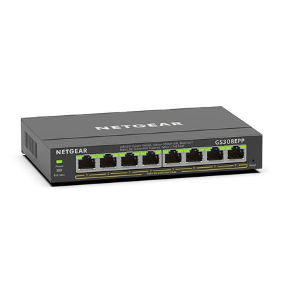 NETGEAR - SWITCH 8-PORT 1G POE+ SWITCH 124 W SMART MANAGED PLUS,black
