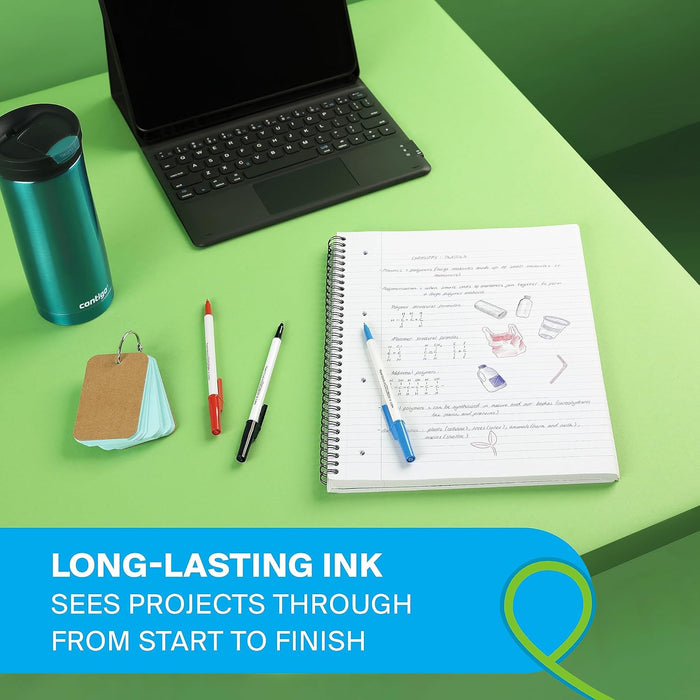 Paper Mate Kilometrico Ballpoint Pens | Long Writing with Medium Point (1.0mm) | Blue Ink | 80% Recycled Plastic | 50 Count