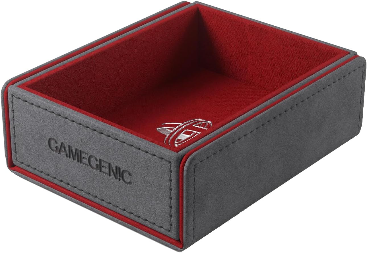 Gamegenic Token Keep - Premium Token Box for Safe Storage, Fits Dungeon 1100+ and Dungeon S 550+, Holds Tokens, Dice, and Cards, Fully Usable During Gameplay, Gray/Red Color, Made