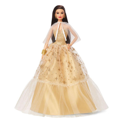 2023 Holiday Barbie Doll, Seasonal Collector Gift, Barbie Signature, Golden Gown and Displayable Packaging, Black Hair, HJX07