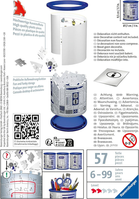 Ravensburger 11554 Star Wars R2-D2 3D Jigsaw Puzzle for Kids and Adults Age 6 Years Up-54 Pieces-Pencil Holder-No Glue Required