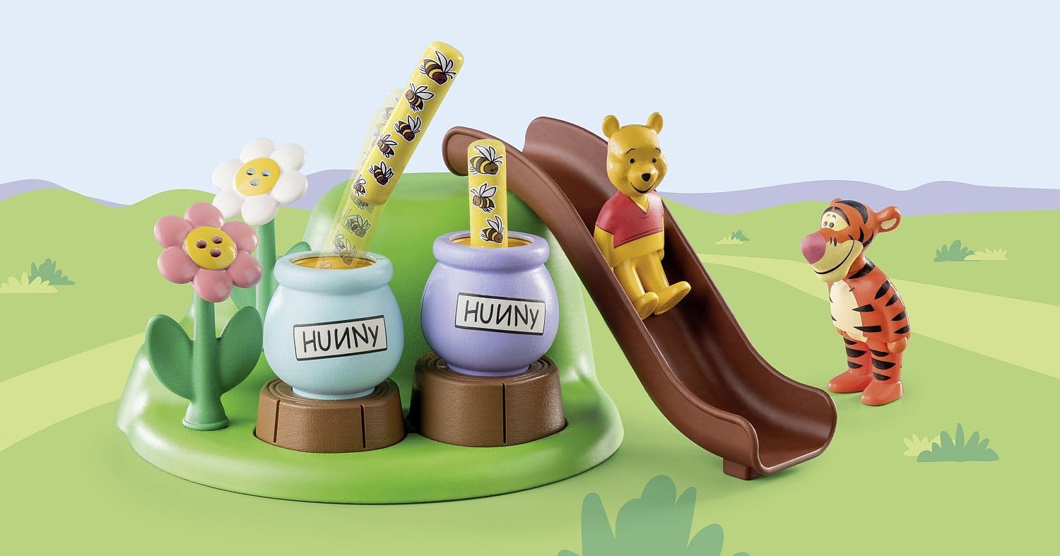 PLAYMOBIL 1.2.3 & Disney 71317 Winnies & Tiggers Bienengarten, Winnie Puuh, Lernspielzeug für Kleinkinder, Spielzeug für Kinder ab 12 Monaten