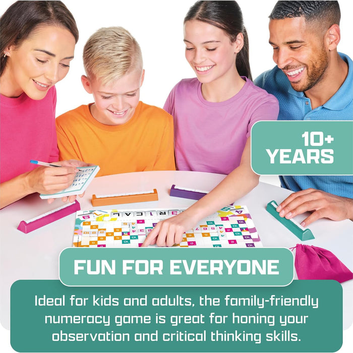 TOMY Numerical - Number Blocks Sequence Board Game - Build Sets, Use Score Boosters, Outthink Opponents - Strategy Board Games for Adults & Kids +10 Years - 2-4 Player Board Games for Kids & Adults