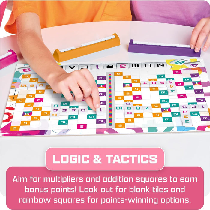 TOMY Numerical - Number Blocks Sequence Board Game - Build Sets, Use Score Boosters, Outthink Opponents - Strategy Board Games for Adults & Kids +10 Years - 2-4 Player Board Games for Kids & Adults